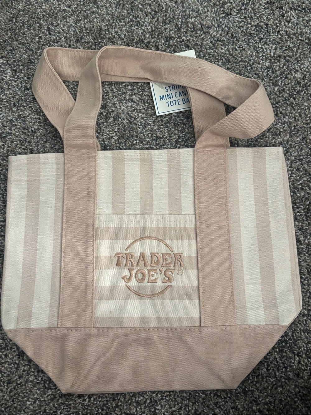 Peach Stripe Mini Canvas Tote Bag